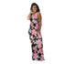 Navy and Peach Floral Print Maxi Dress #Maxi Dress #Floral Print Maxi Dress